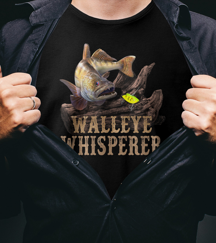 Walleye Whisperer Large Walleye With Fishing Lure T-Shirt