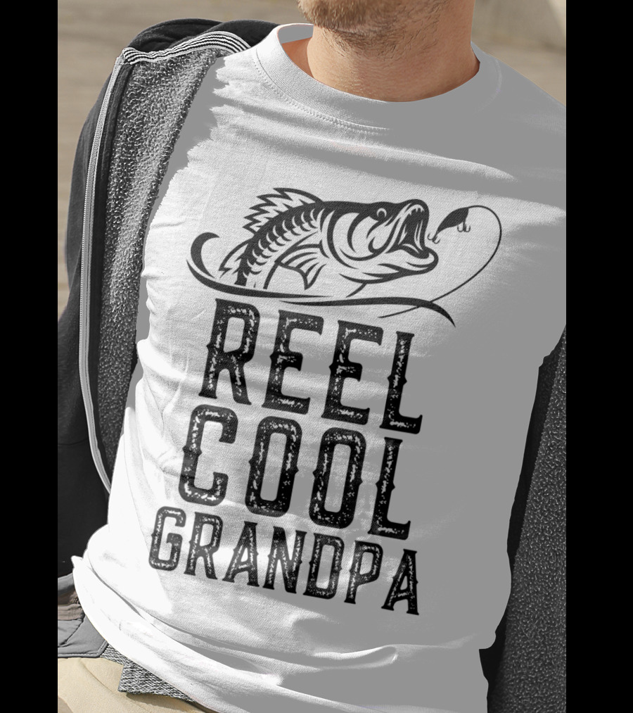 Reel Cool Grandpa Fishing Hook Bass T-Shirt