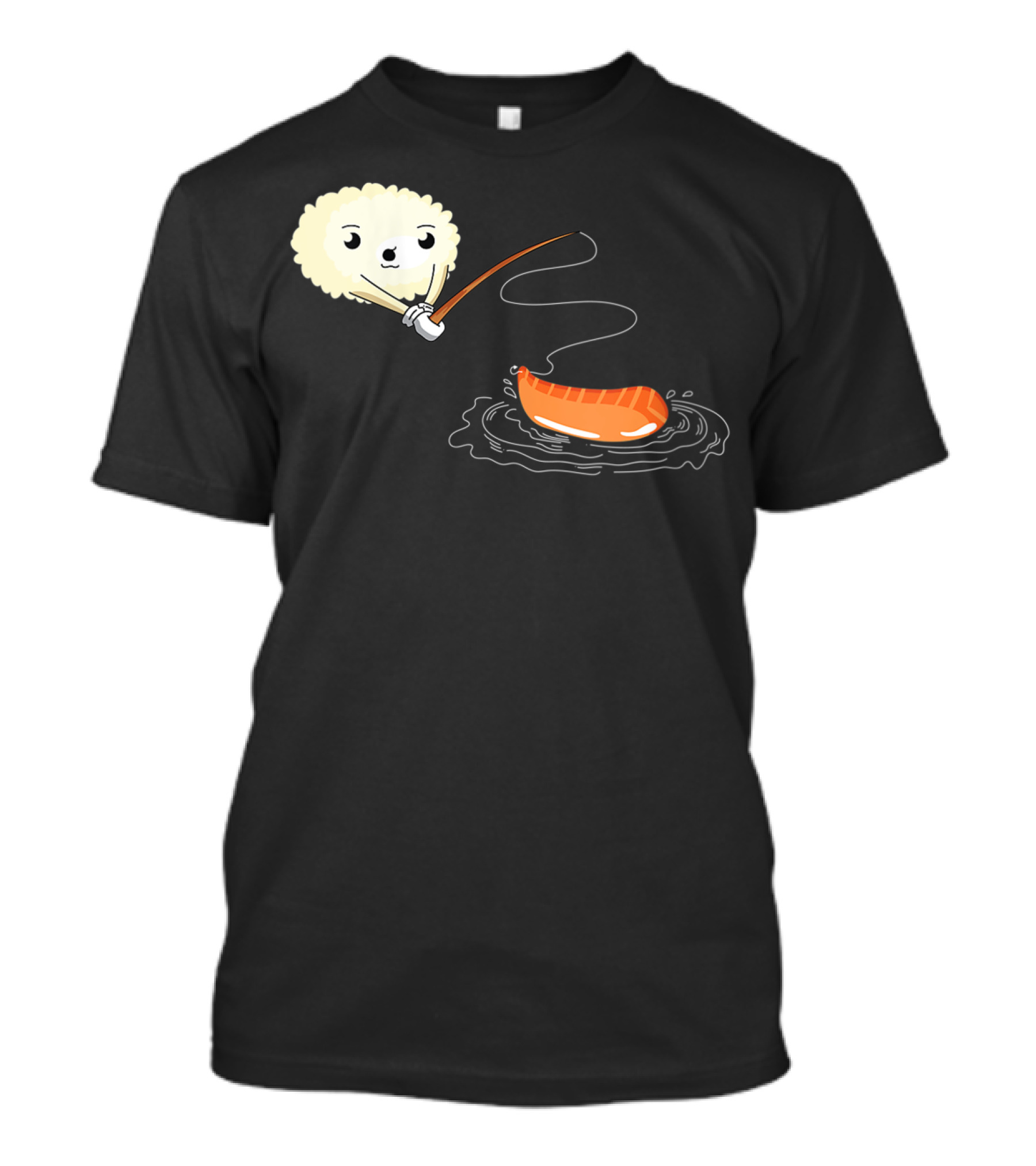 Kawaii Sushi Fishing Cute Japanese Food Lover Fishing Lover Playful Salmon Anime T-Shirt