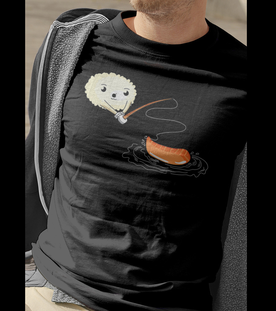 Kawaii Sushi Fishing Cute Japanese Food Lover Fishing Lover Playful Salmon Anime T-Shirt