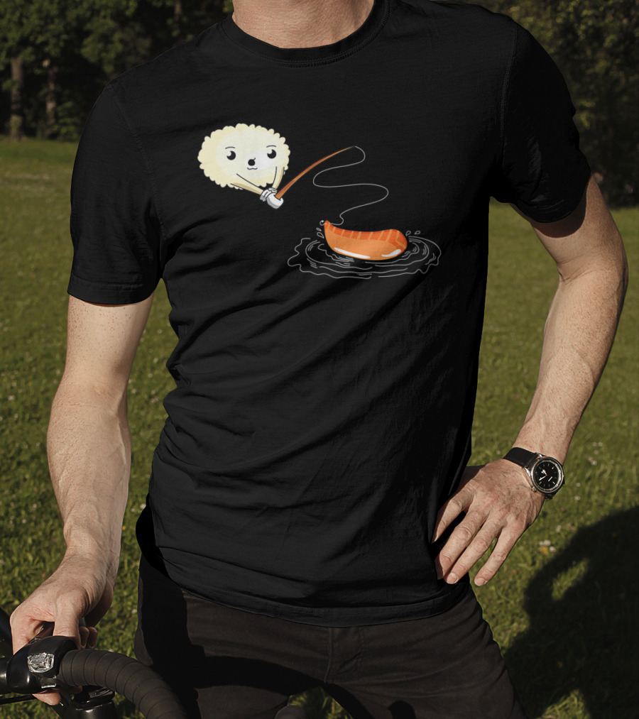 Kawaii Sushi Fishing Cute Japanese Food Lover Fishing Lover Playful Salmon Anime T-Shirt