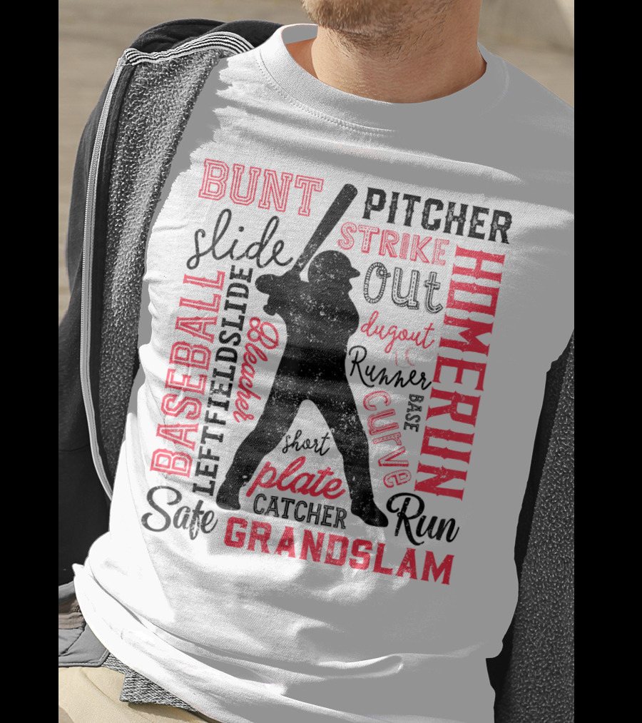 Baseball Men Batter Pitcher Catcher Homerun Grandslam Dugout Plate Strike T-Shirt