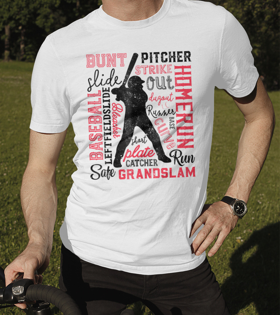Baseball Men Batter Pitcher Catcher Homerun Grandslam Dugout Plate Strike T-Shirt