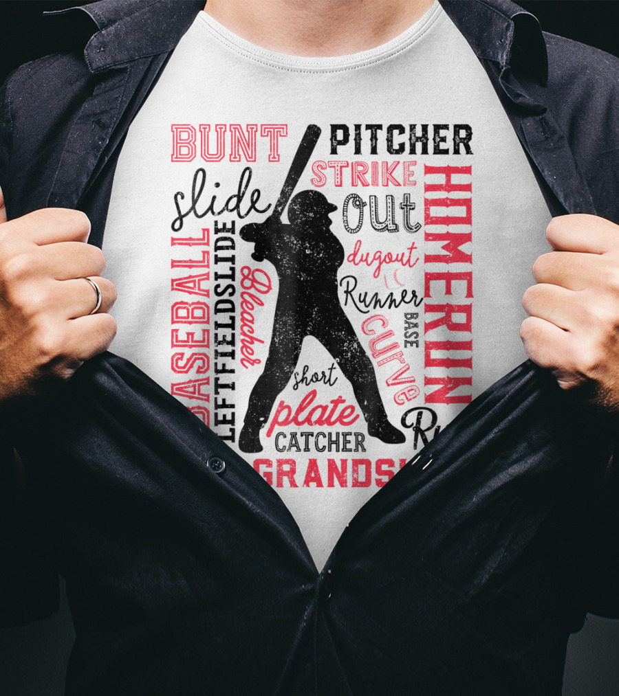 Baseball Men Batter Pitcher Catcher Homerun Grandslam Dugout Plate Strike T-Shirt