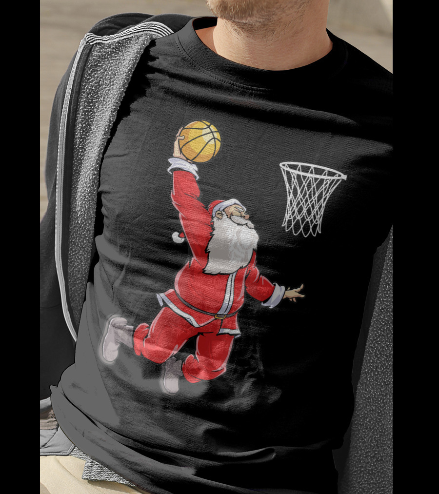Basketball Santa Christmas Dunking Sports Fun T-Shirt