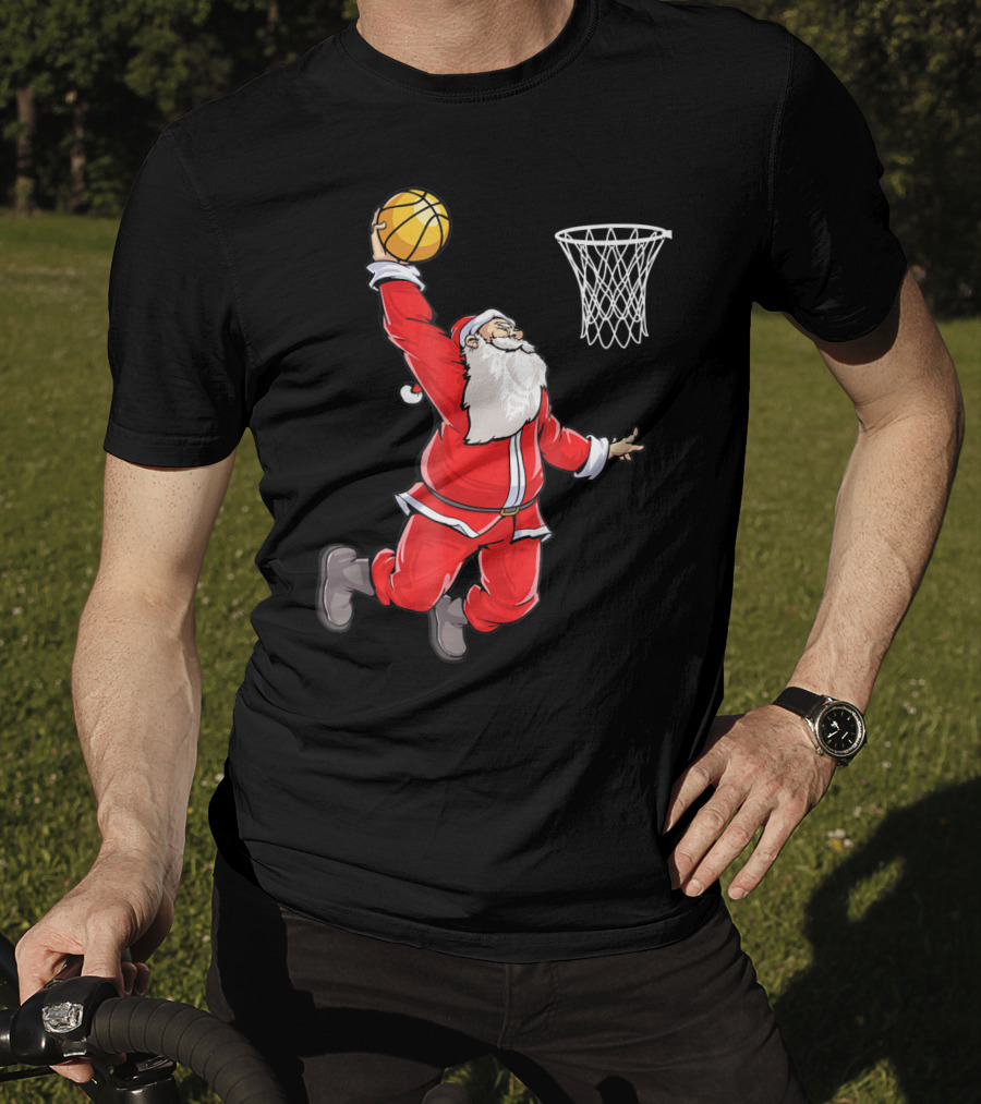 Basketball Santa Christmas Dunking Sports Fun T-Shirt