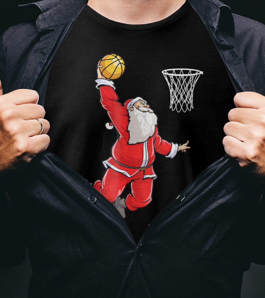 Basketball Santa Christmas Dunking Sports Fun T-Shirt