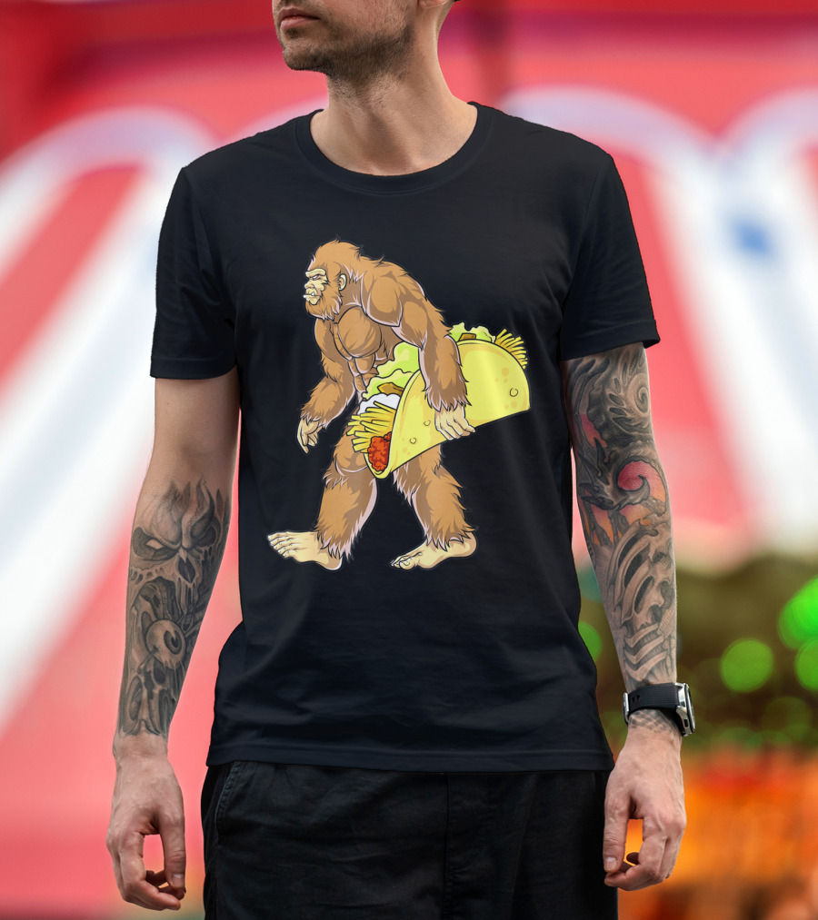 Bigfoot Carrying Taco Cinco de Mayo Sasquatch Boys Fun Novelty T-Shirt