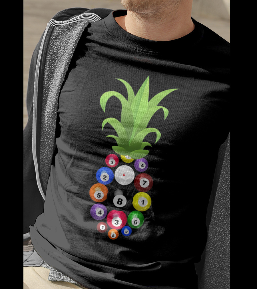 Billiards Pineapple Eight Ball Hawaiian Aloha Beach Hawaii Pool Balls Fruit Fusion T-Shirt