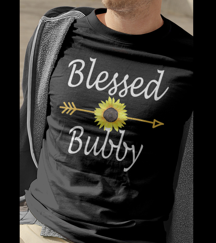 Blessed Bubby Sunflower Arrow Text T-Shirt