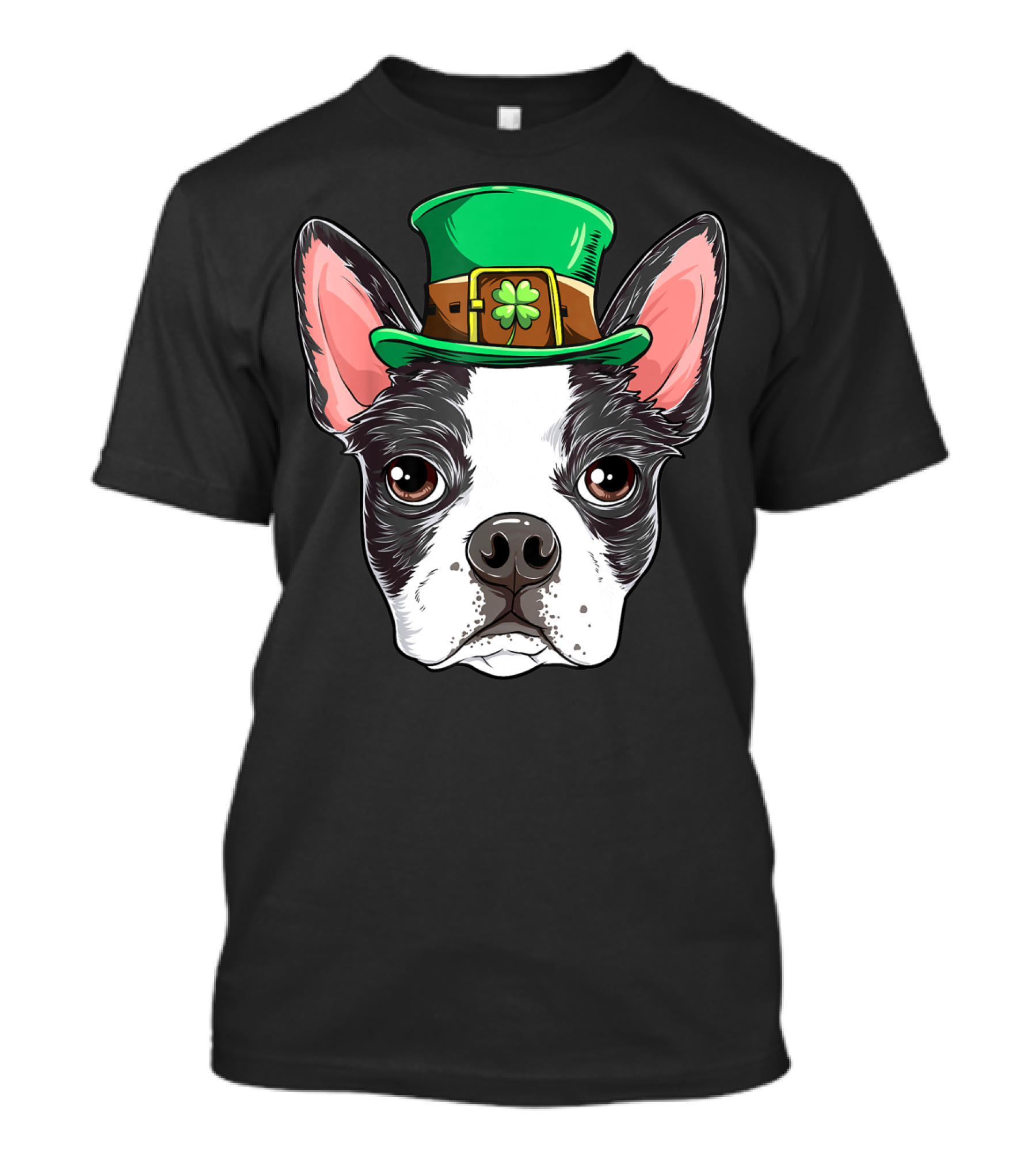 Boston Terrier St Patricks Day Leprechaun Dog With Green Hat T-Shirt