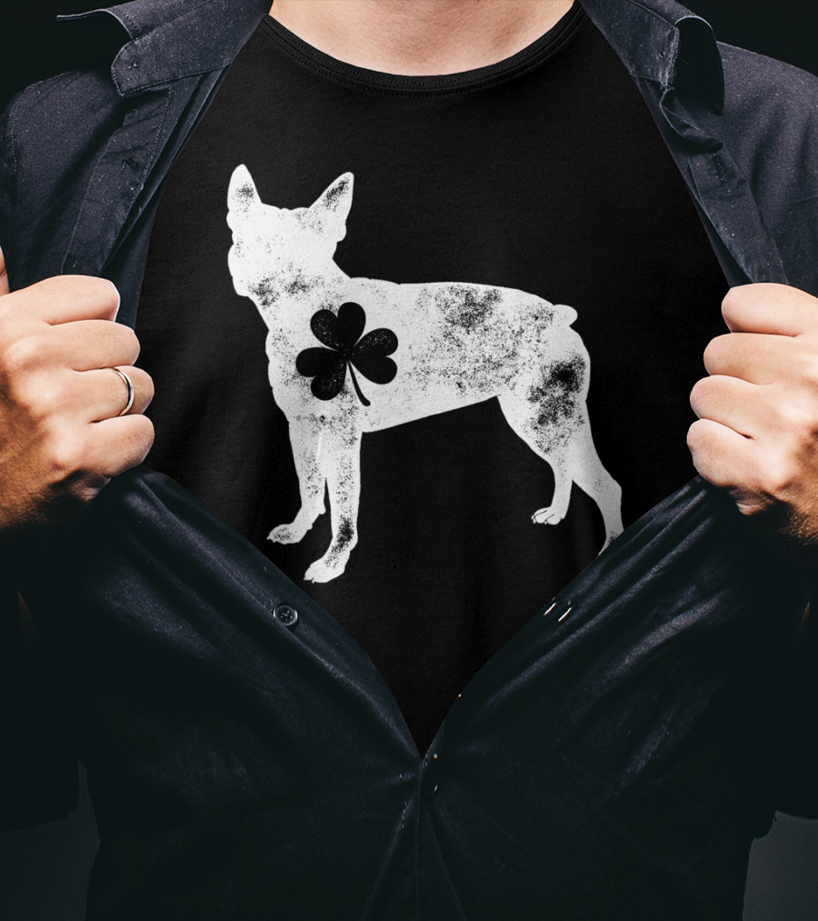 Boston Terrier Dog Shamrock St Patricks Day Men T-Shirt