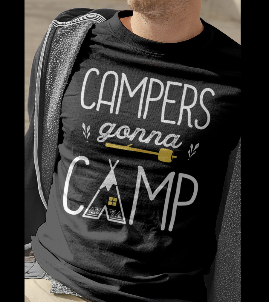 Campers Gonna Camp Funny Outdoor Camping Teepee Marshmallow T-Shirt