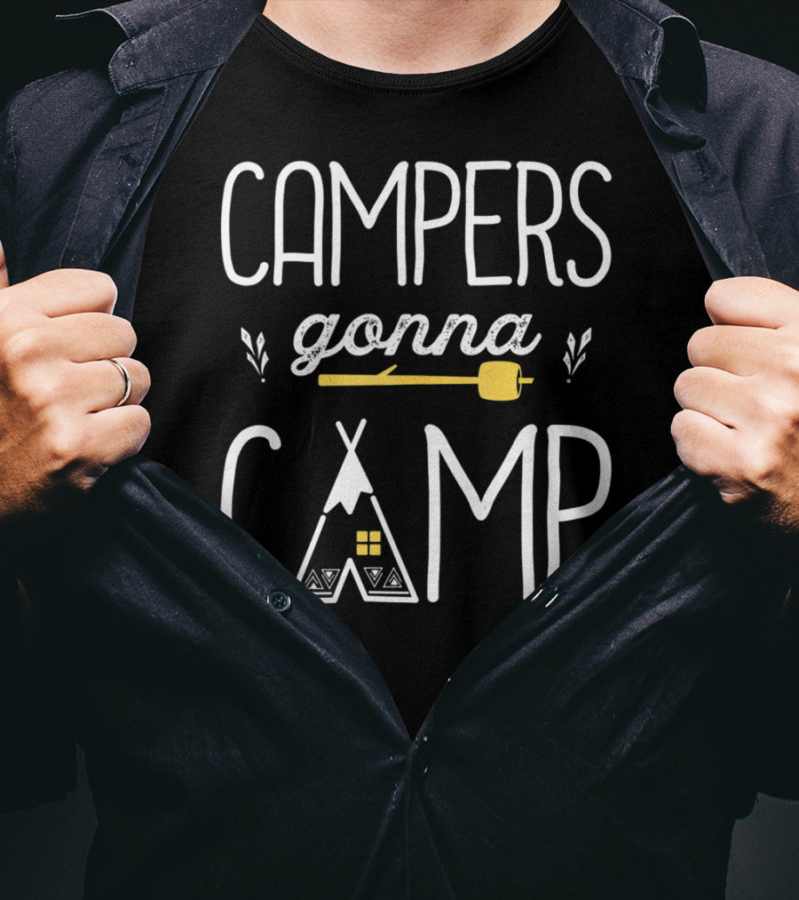 Campers Gonna Camp Funny Outdoor Camping Teepee Marshmallow T-Shirt