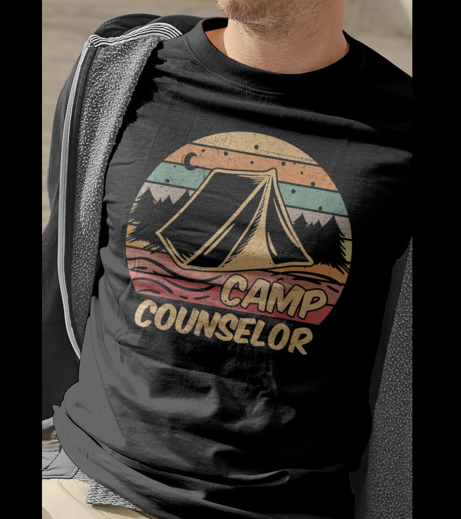 Camp Counselor Tent Mountain Forest Retro Camping Camp Lovers T-Shirt