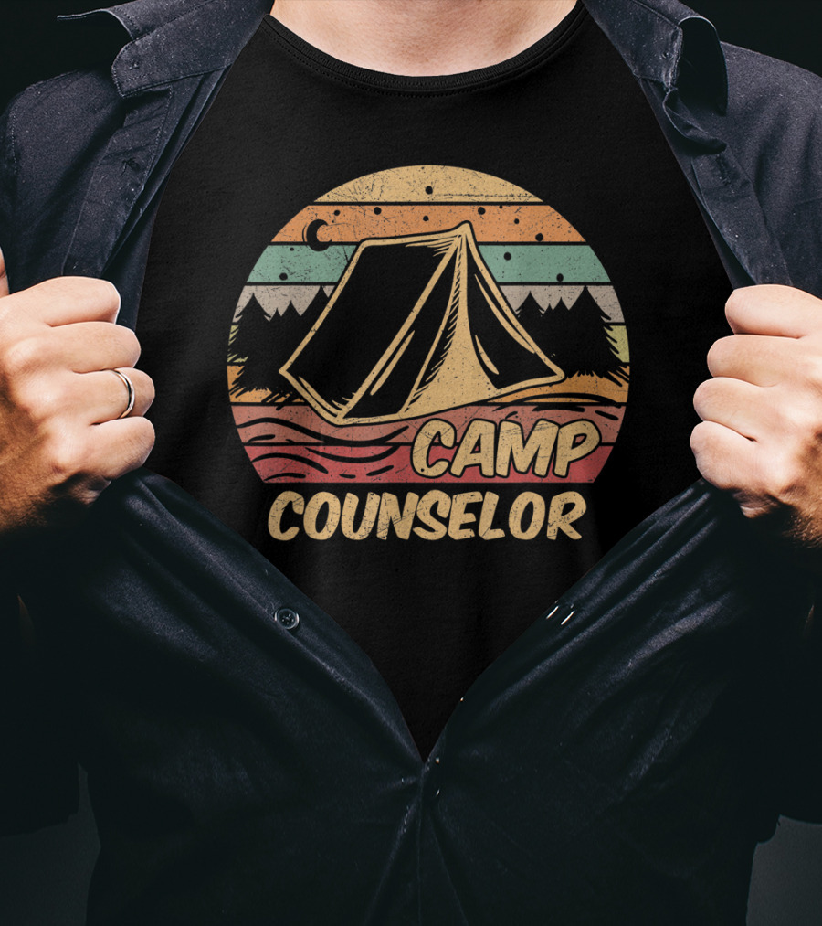 Camp Counselor Tent Mountain Forest Retro Camping Camp Lovers T-Shirt