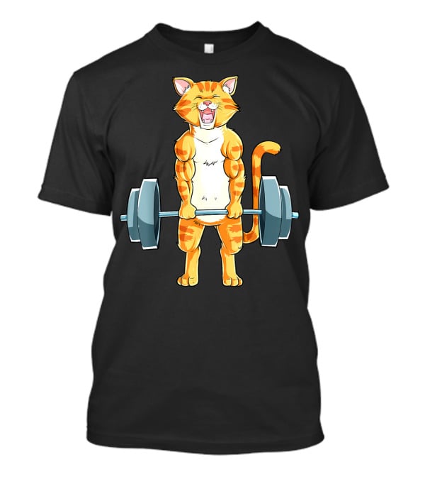 Cat Powerlifting Deadlift Gym Lifting Weights T-Shirt