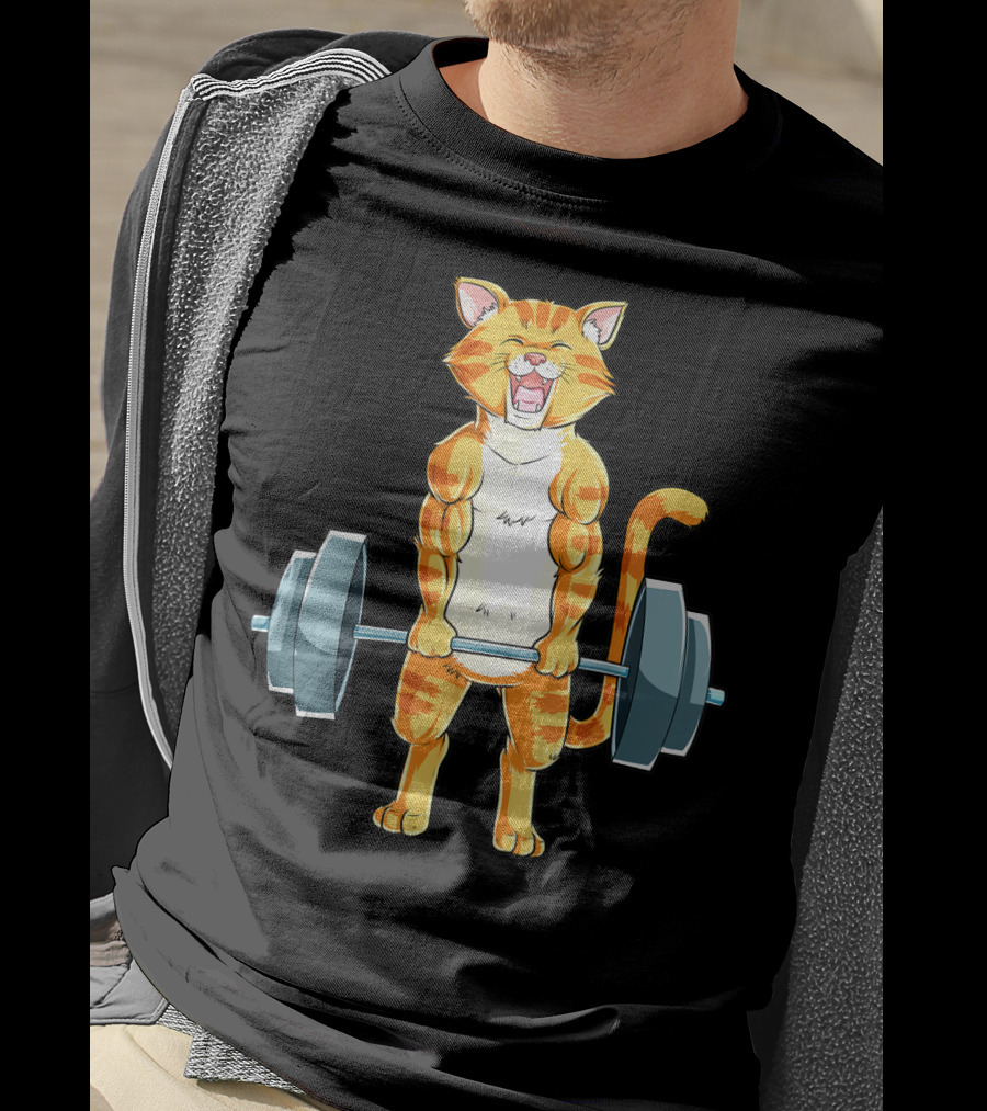 Cat Powerlifting Deadlift Gym Lifting Weights T-Shirt