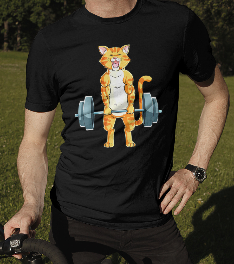 Cat Powerlifting Deadlift Gym Lifting Weights T-Shirt