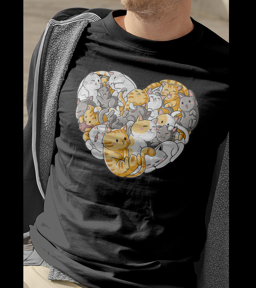 Cat Heart Valentines Day Women Funny Kitty Kitten Cuddly Cats In Love T-Shirt