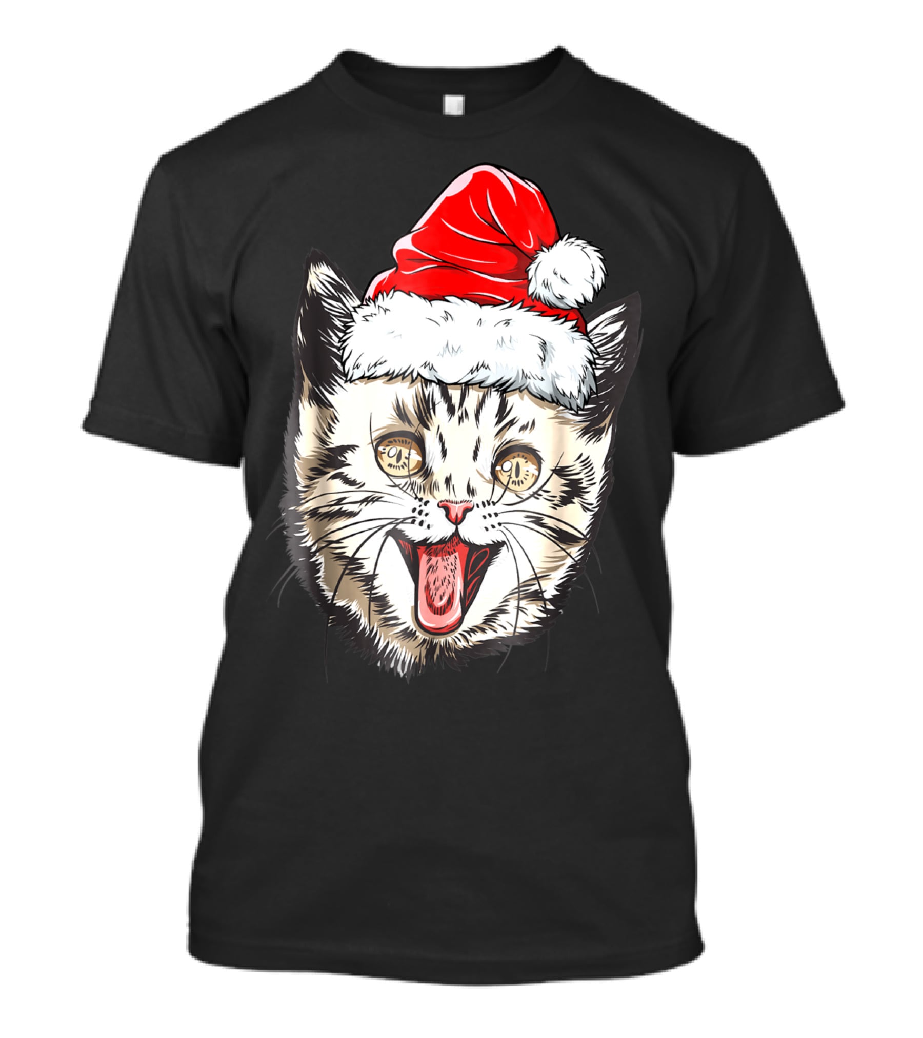 Festive Cat Santa Holiday Cheer T-Shirt