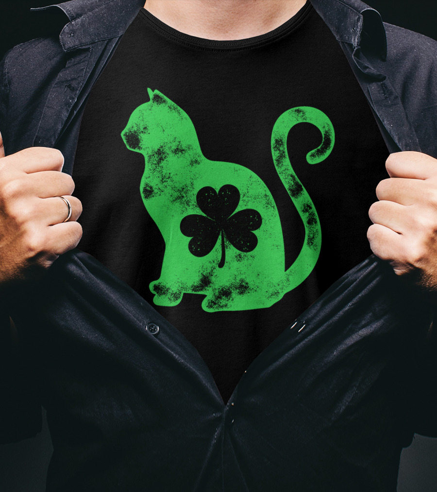 Cat Shamrock St Patricks Day Happy Cattys Women T-Shirt