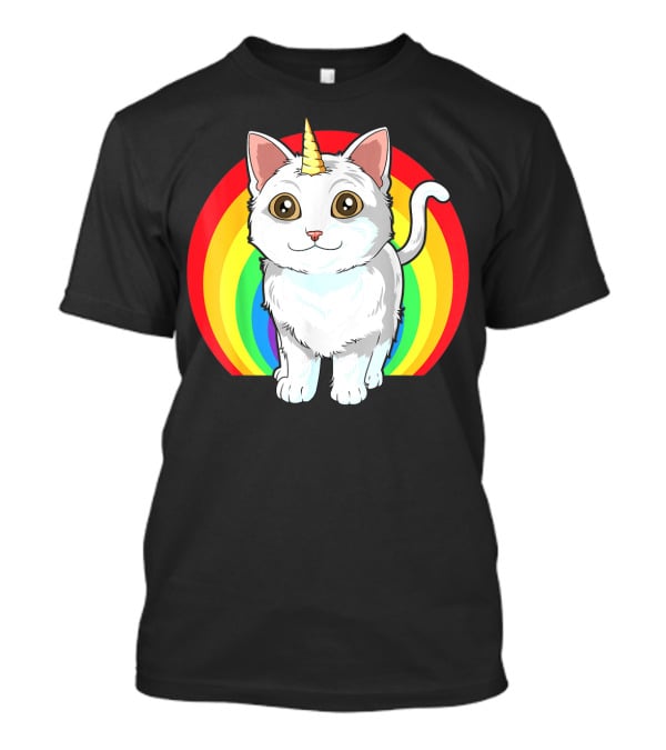 Rainbow Cat Unicorn Horn Kitten T-Shirt
