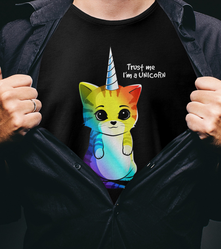Trust Me I'm A Caticorn Unicorn Cat Kittycorn Girls Women Rainbow T-Shirt