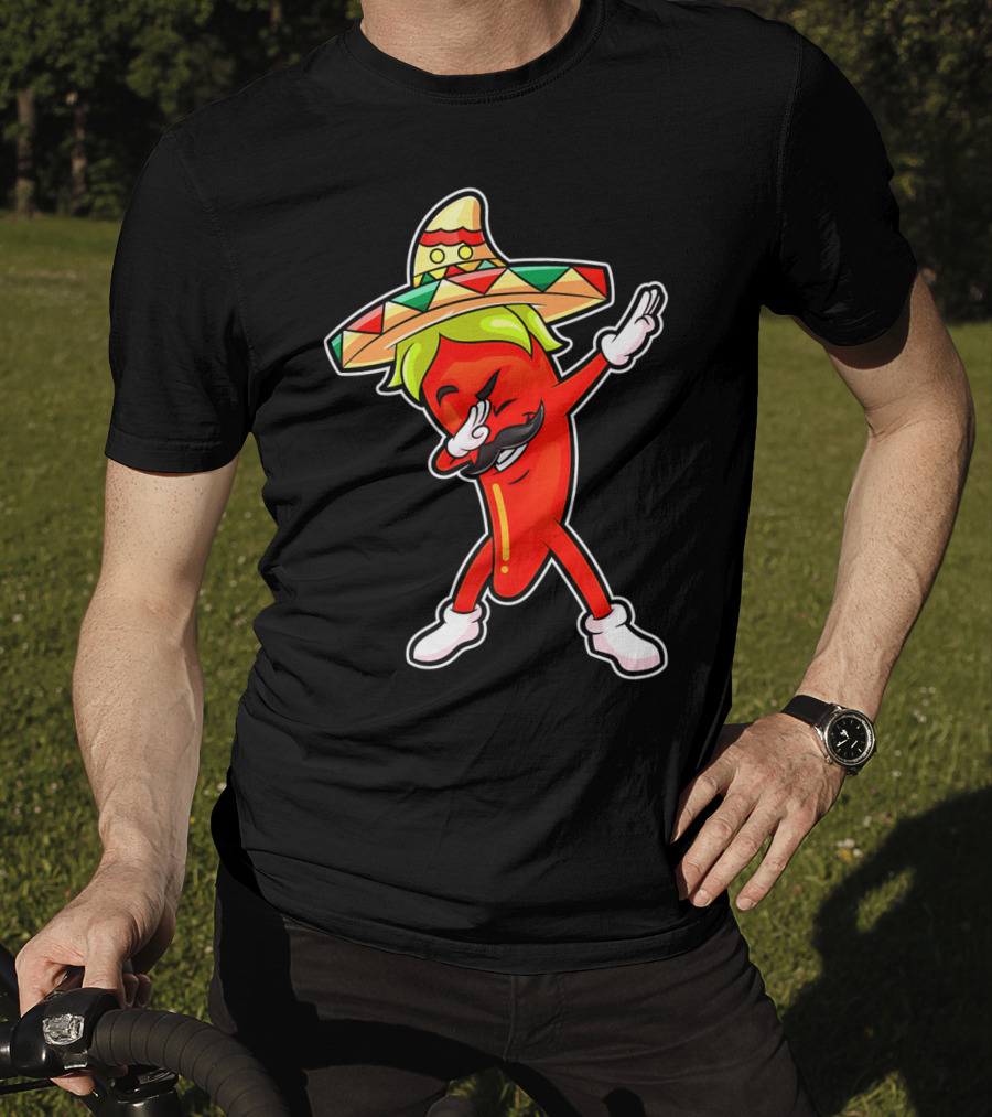 Chili Dabbing Pepper With Sombrero Mexican Hot Jalapeno Dab T-Shirt