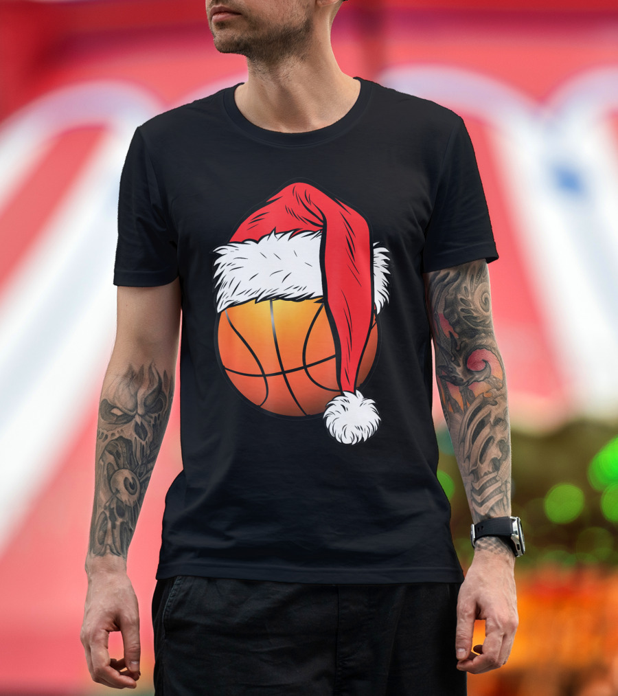 Christmas Santa Basketball Ball Sport T-Shirt
