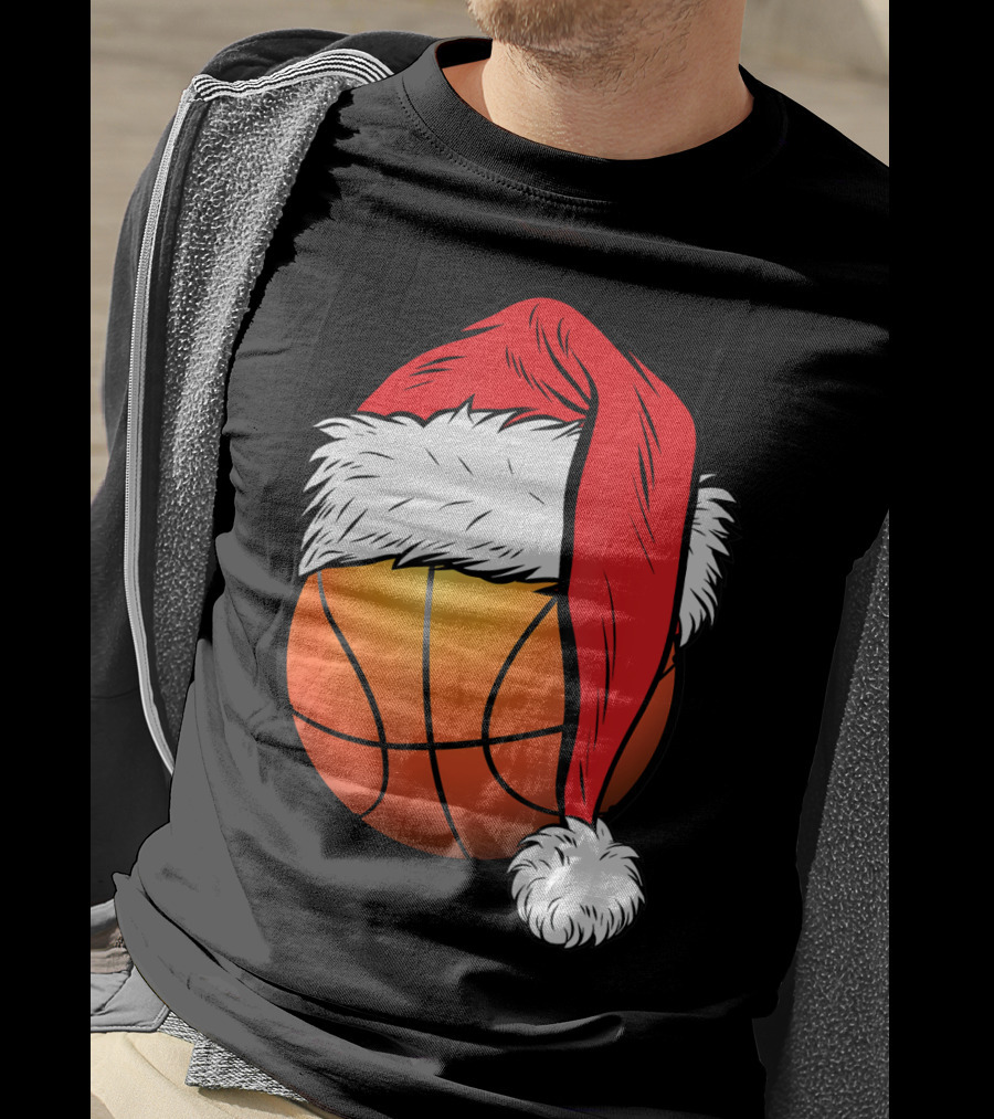 Christmas Santa Basketball Ball Sport T-Shirt