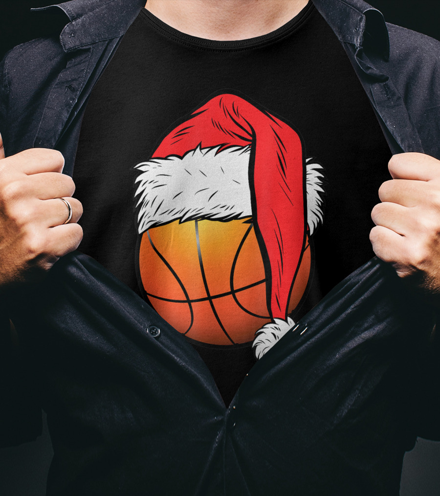 Christmas Santa Basketball Ball Sport T-Shirt
