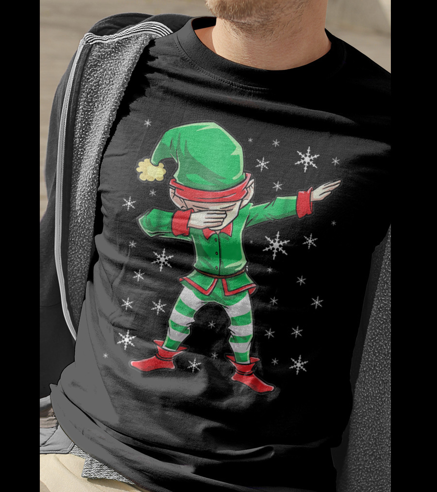 Christmas Dabbing Elf Squad Snowflake Dance T-Shirt
