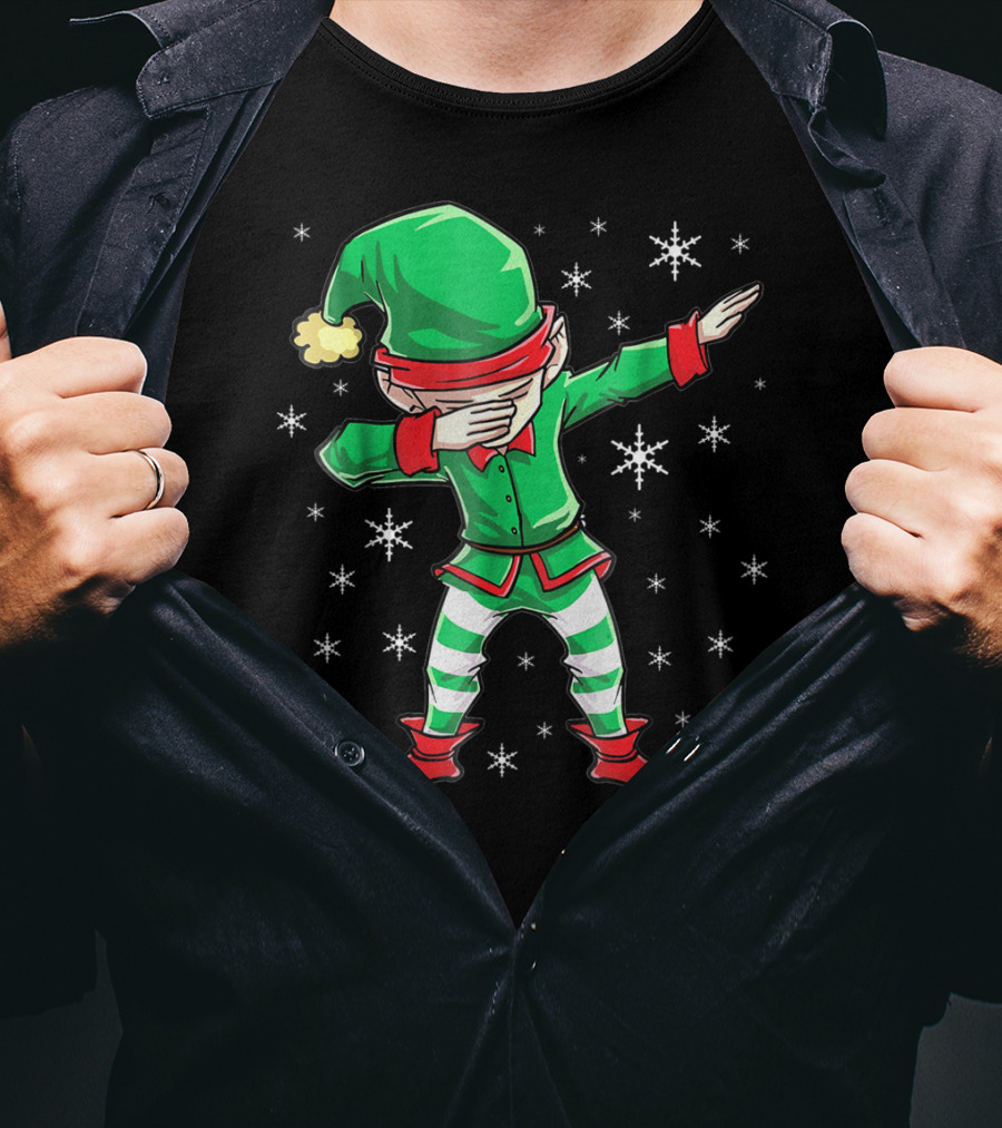 Christmas Dabbing Elf Squad Snowflake Dance T-Shirt