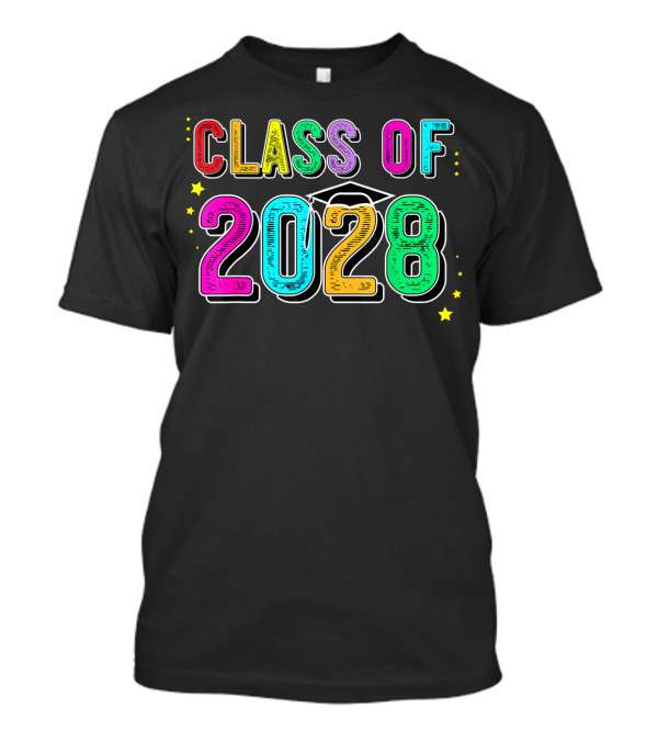 CLASS OF 2028 Grow With Me First Day Of School Stars Graduation Cap T-Shirt