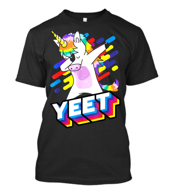 Colorful Dabbing Dancing Unicorn With Rainbow Yeet T-Shirt