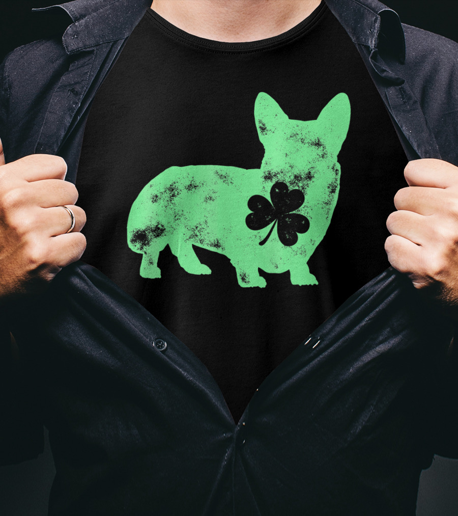 Corgi Shamrock Dog Lover St Patricks Day T-Shirt