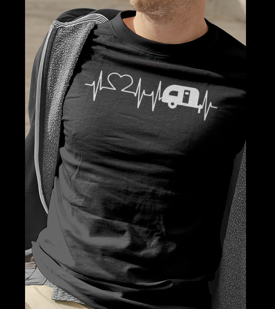 Heartbeat Camper Heartbeat Campfire Camping Lovers T-Shirt