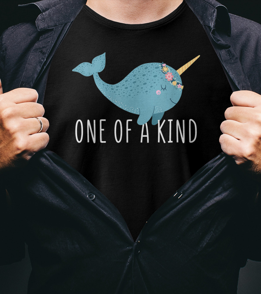 One Of A Kind Cute Narwhal Flower Crown Girls T-Shirt