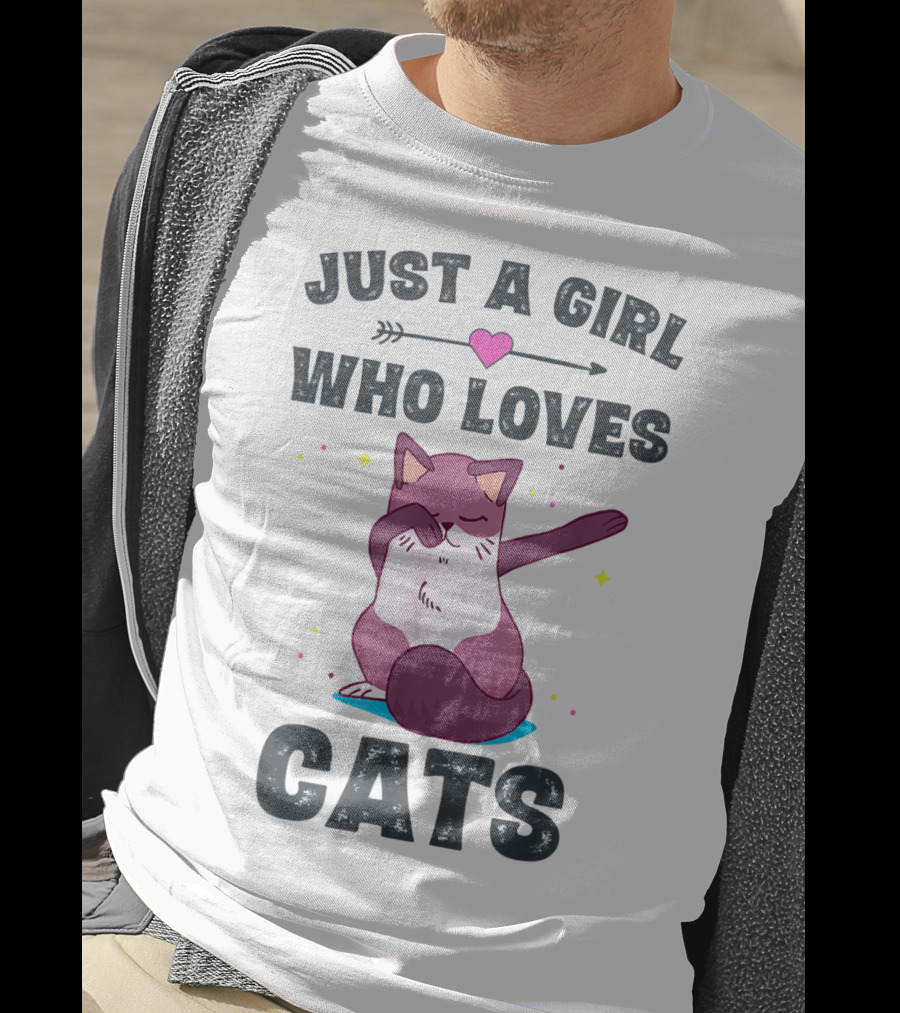 Just A Girl Who Loves Cats Dabbing Cat Lover T-Shirt