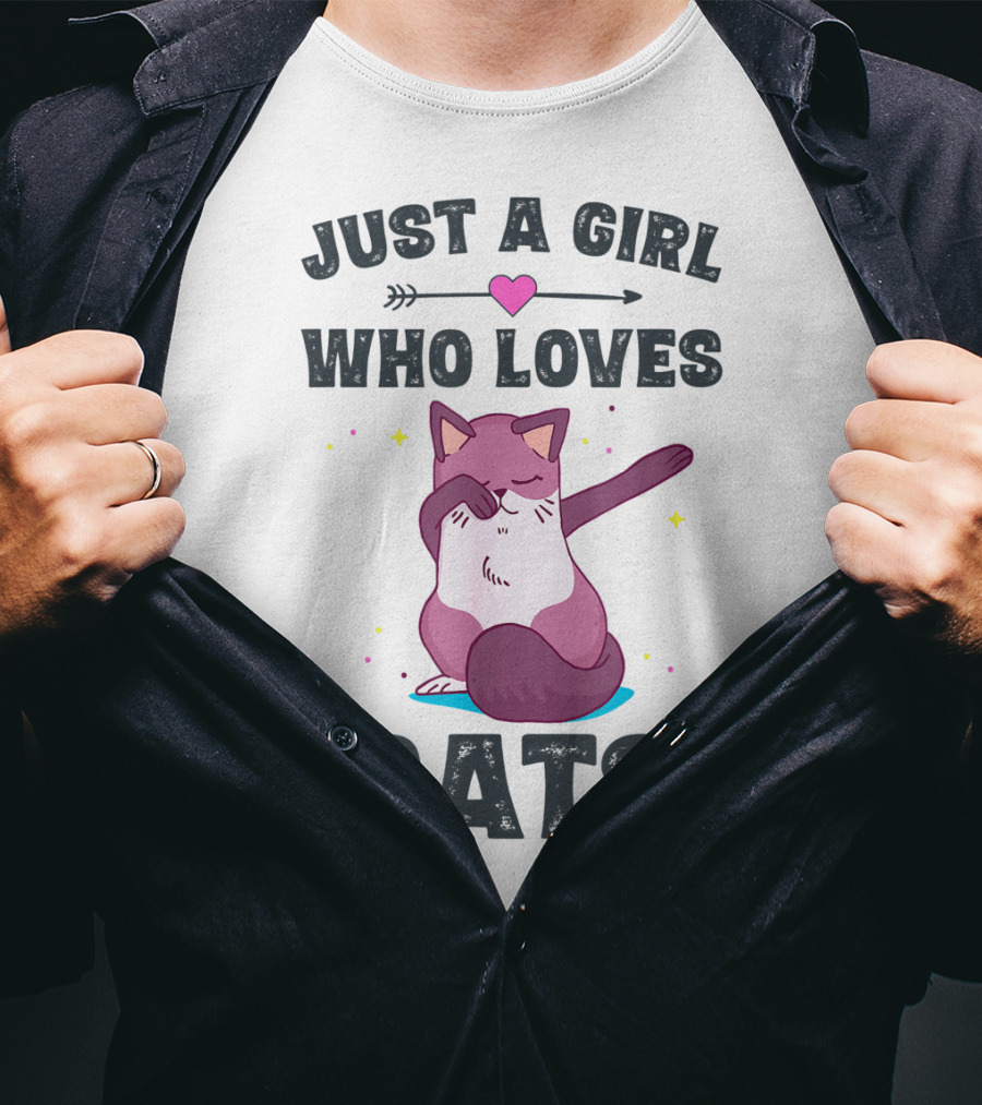 Just A Girl Who Loves Cats Dabbing Cat Lover T-Shirt