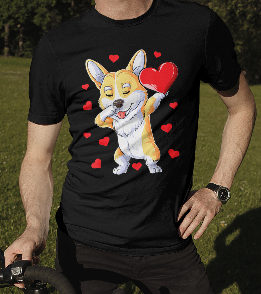 Valentines Day Dabbing Corgi Dog Lover Heart Boys Love T-Shirt