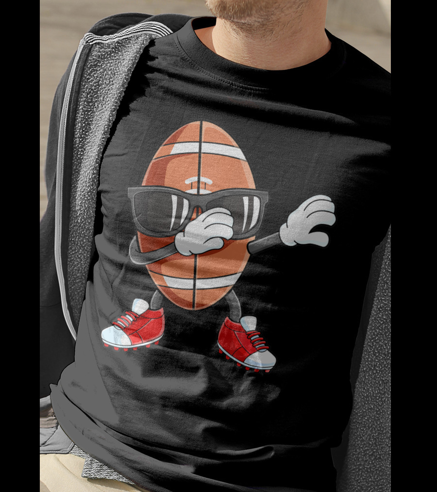 Dabbing Football Sport Funny Dab Dance Cartoon Rugby Player T-Shirt