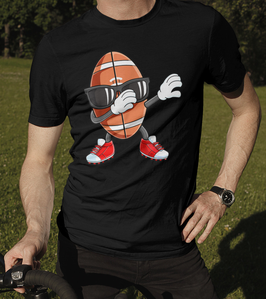 Dabbing Football Sport Funny Dab Dance Cartoon Rugby Player T-Shirt