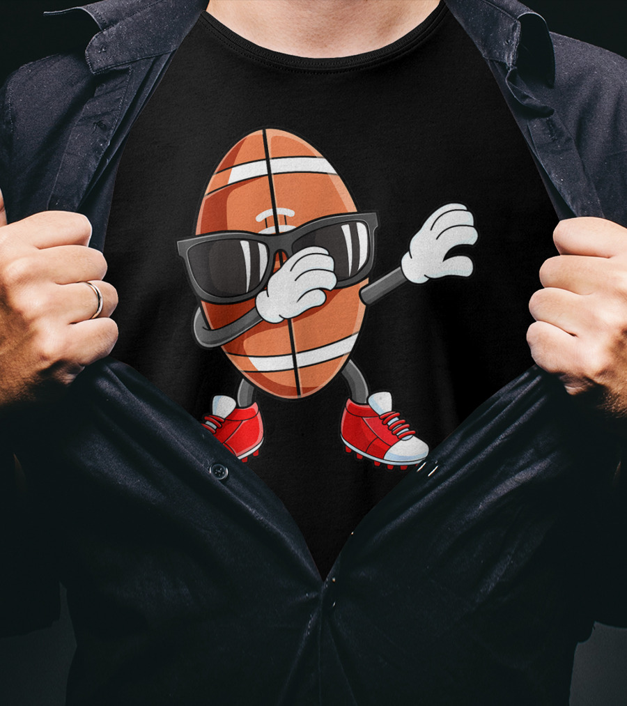 Dabbing Football Sport Funny Dab Dance Cartoon Rugby Player T-Shirt