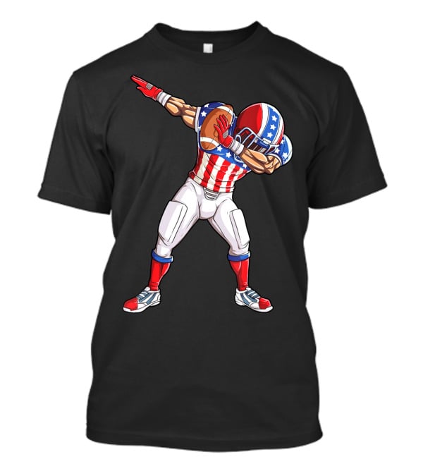 Dabbing Football Player American Flag Fourth Of July USA Merica Men T-Shirt