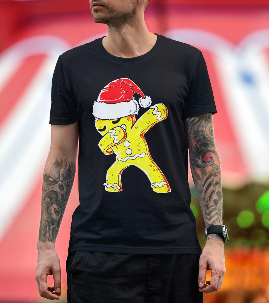 Dabbing Gingerbread Santa Christmas Dance T-Shirt