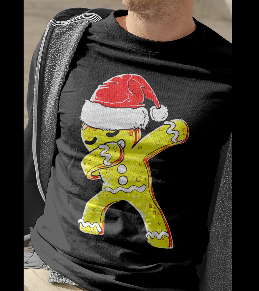 Dabbing Gingerbread Santa Christmas Dance T-Shirt