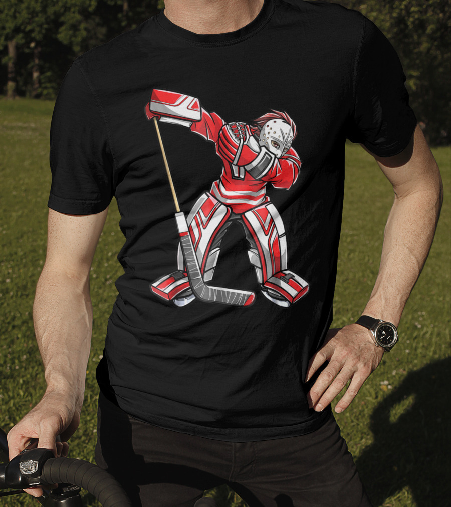 Dabbing Ice Hockey Masked Player Funny Dab Squad T-Shirt