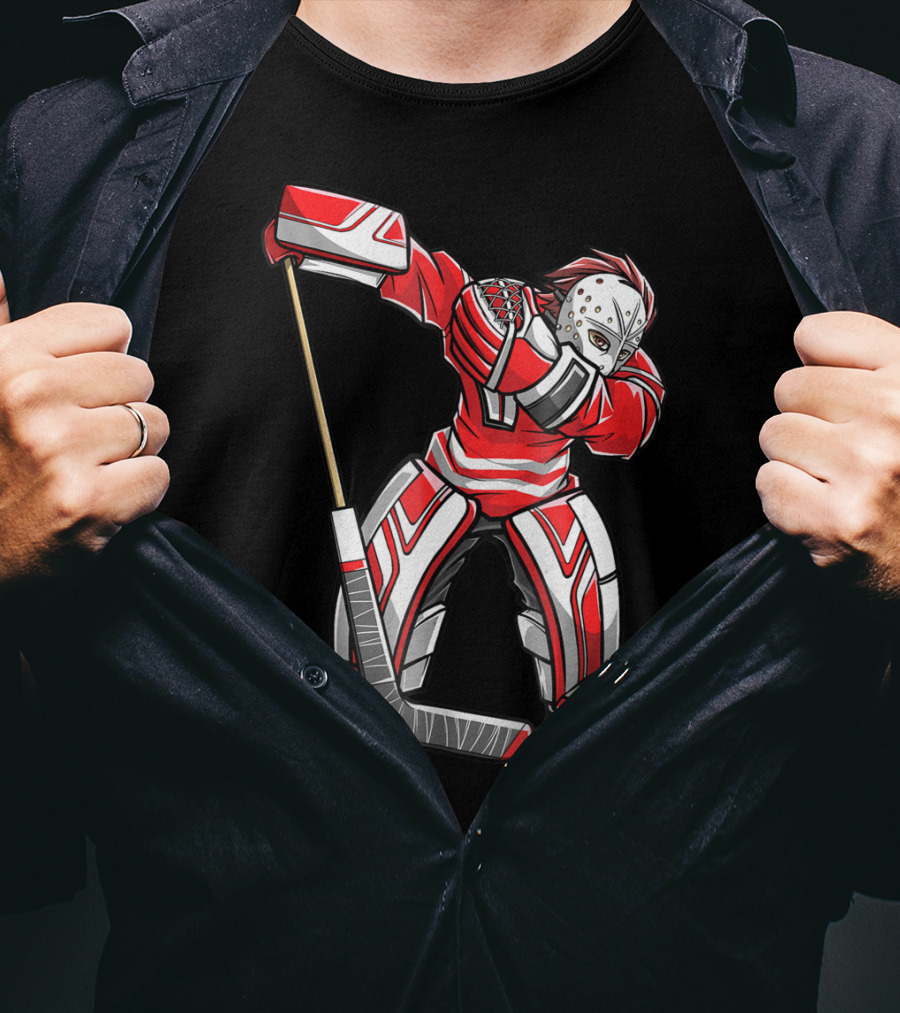 Dabbing Ice Hockey Masked Player Funny Dab Squad T-Shirt